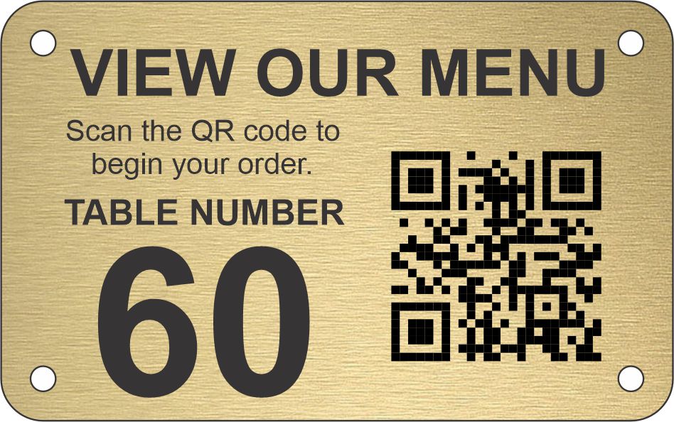 Table Number with Large QR Code Screw Fixing